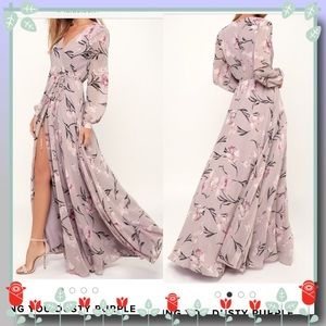 COPY - Loving You Dusty Purple Floral Print Wrap Dress
